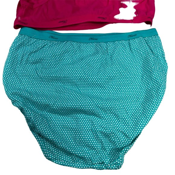 Lot Of 2 Hanes Women's Sz XL 8 Panty Brief Hi Cut 1 Pink 1 Green Polka Dot NWOT - Picture 4 of 9